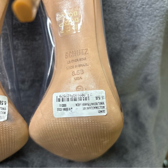 Schutz Cendi Pumps Size 6.5B Stilleto Pointed Toe Clear Vinyl and Patent Leather - Picture 8 of 13